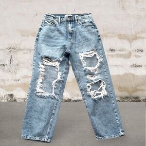 KanCan High Waisted Straight Destructed Jeans | Size 28